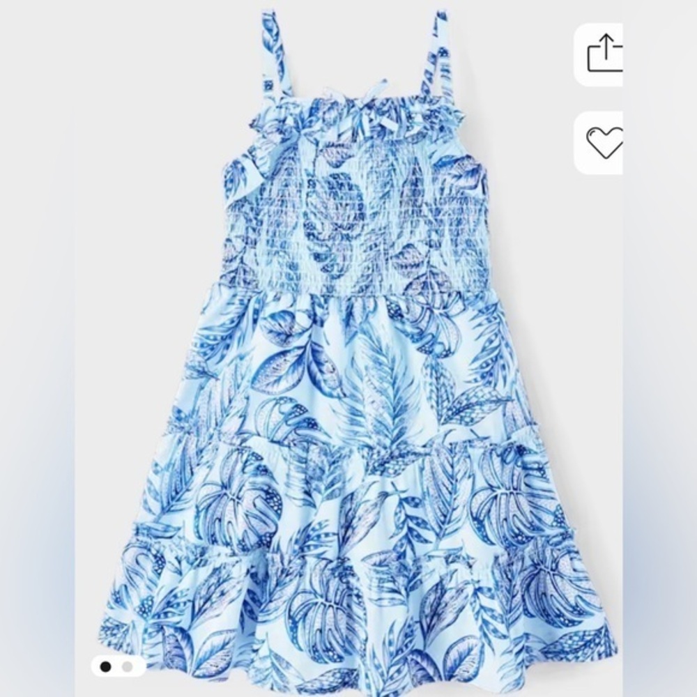 The Children’s Place GirlsTropical Smocked Tiered Dress Blue size Large (10/12)